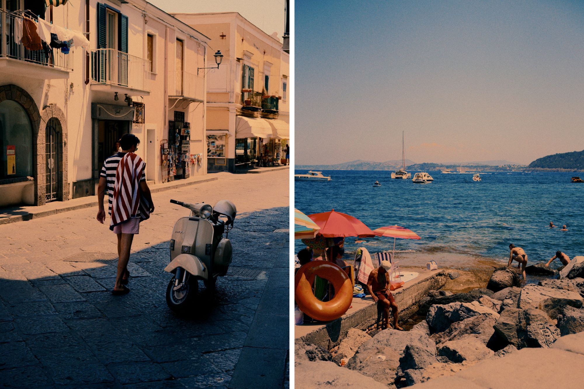 Photograhs of Italian street and beach scenes