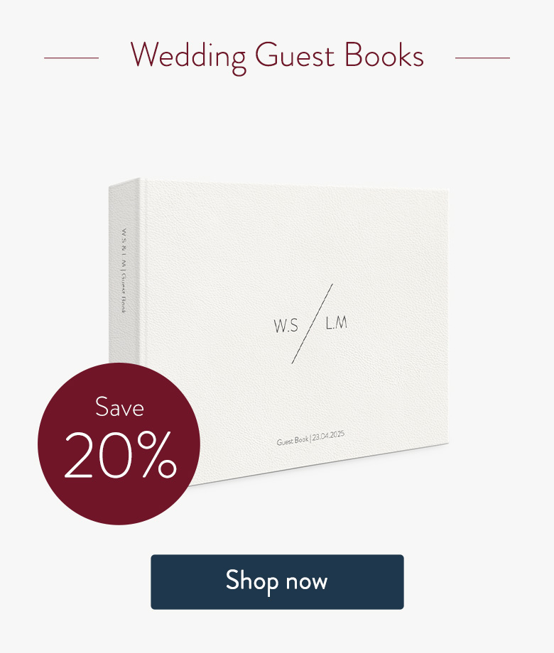 Save 20% on Wedding Guest Books. Shop now.