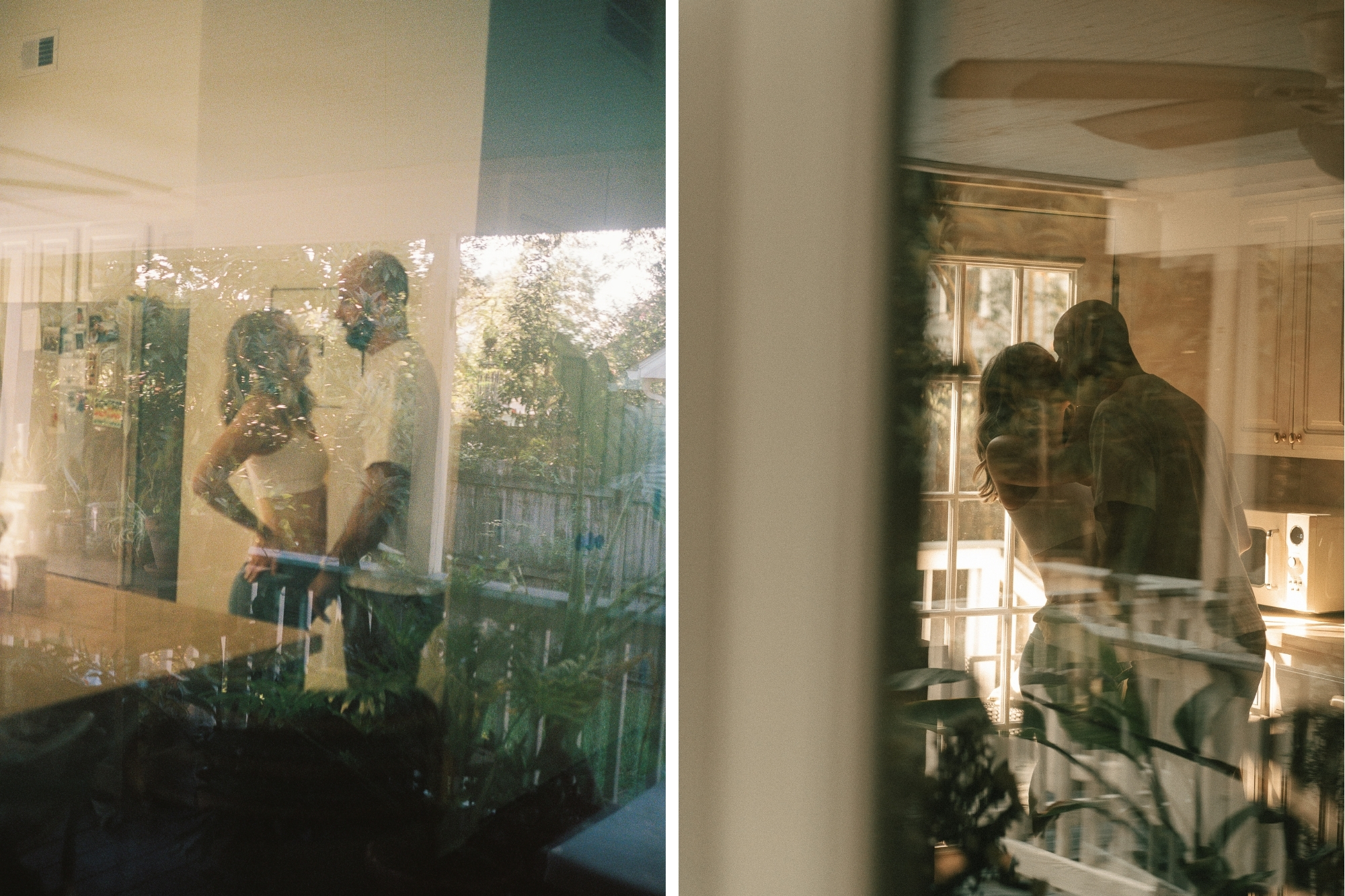 couple kissing through the window