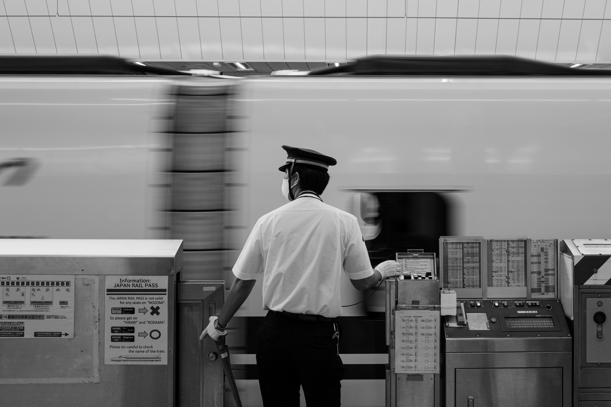 Trainstation worker with train