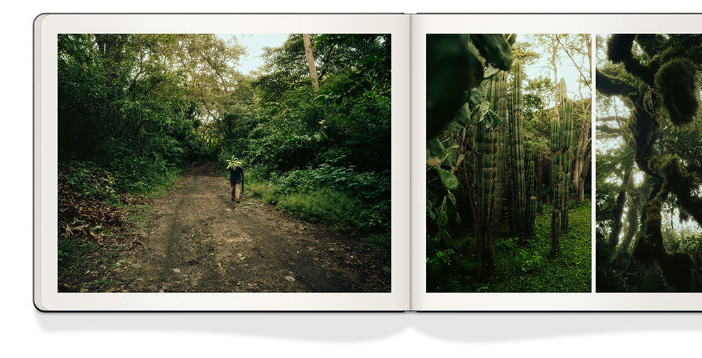 Opened Moleskine photo book