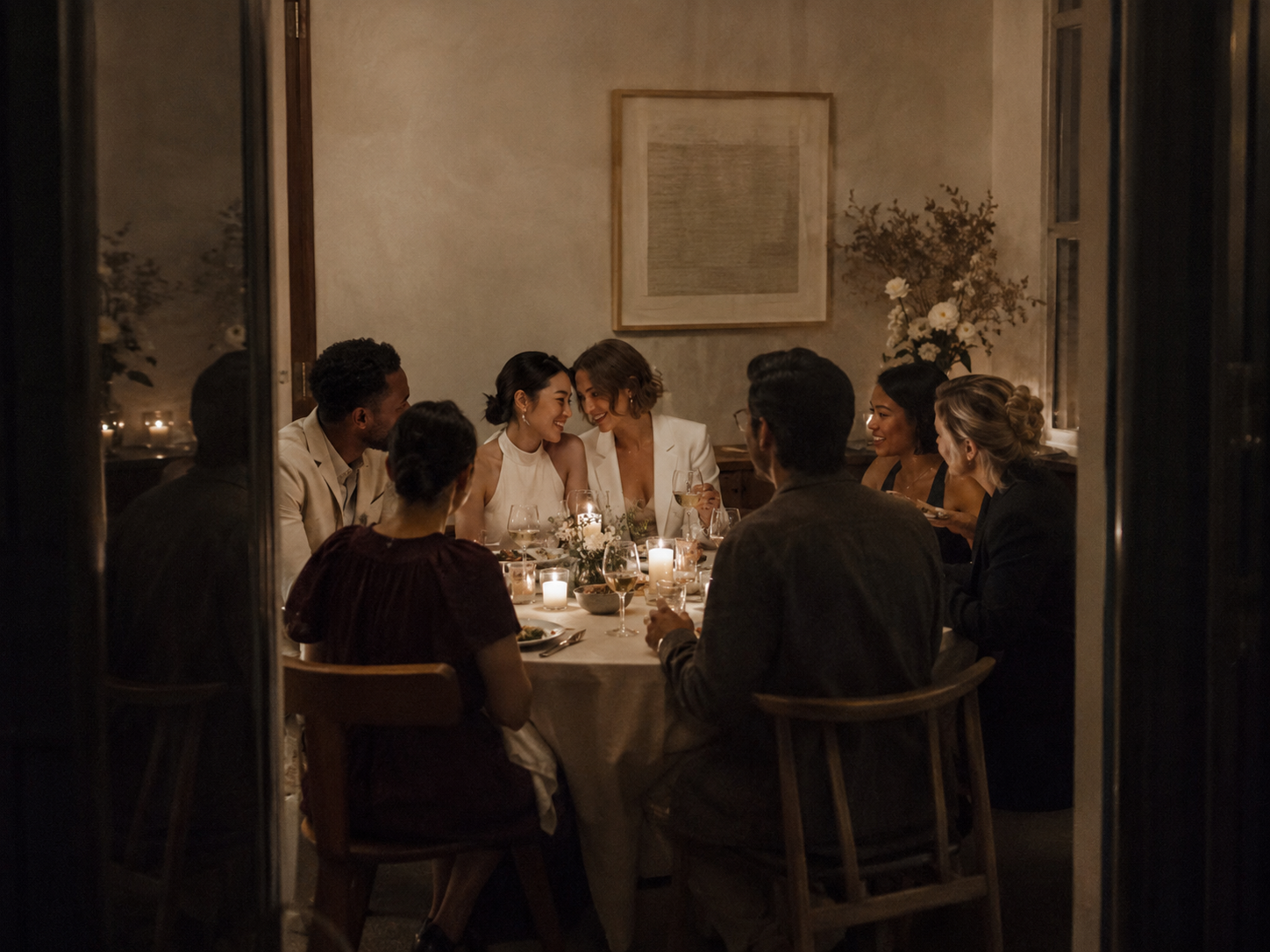 Intimate dinner party for a couple and their guests