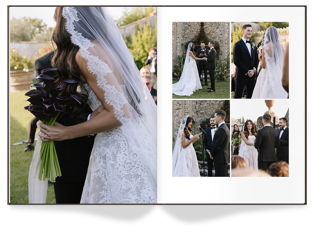 Gabrielle and Tyler wedding photo book opened