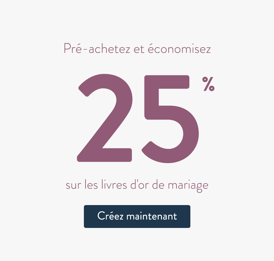 Economisez 25% sur les livres d'or de mariage
