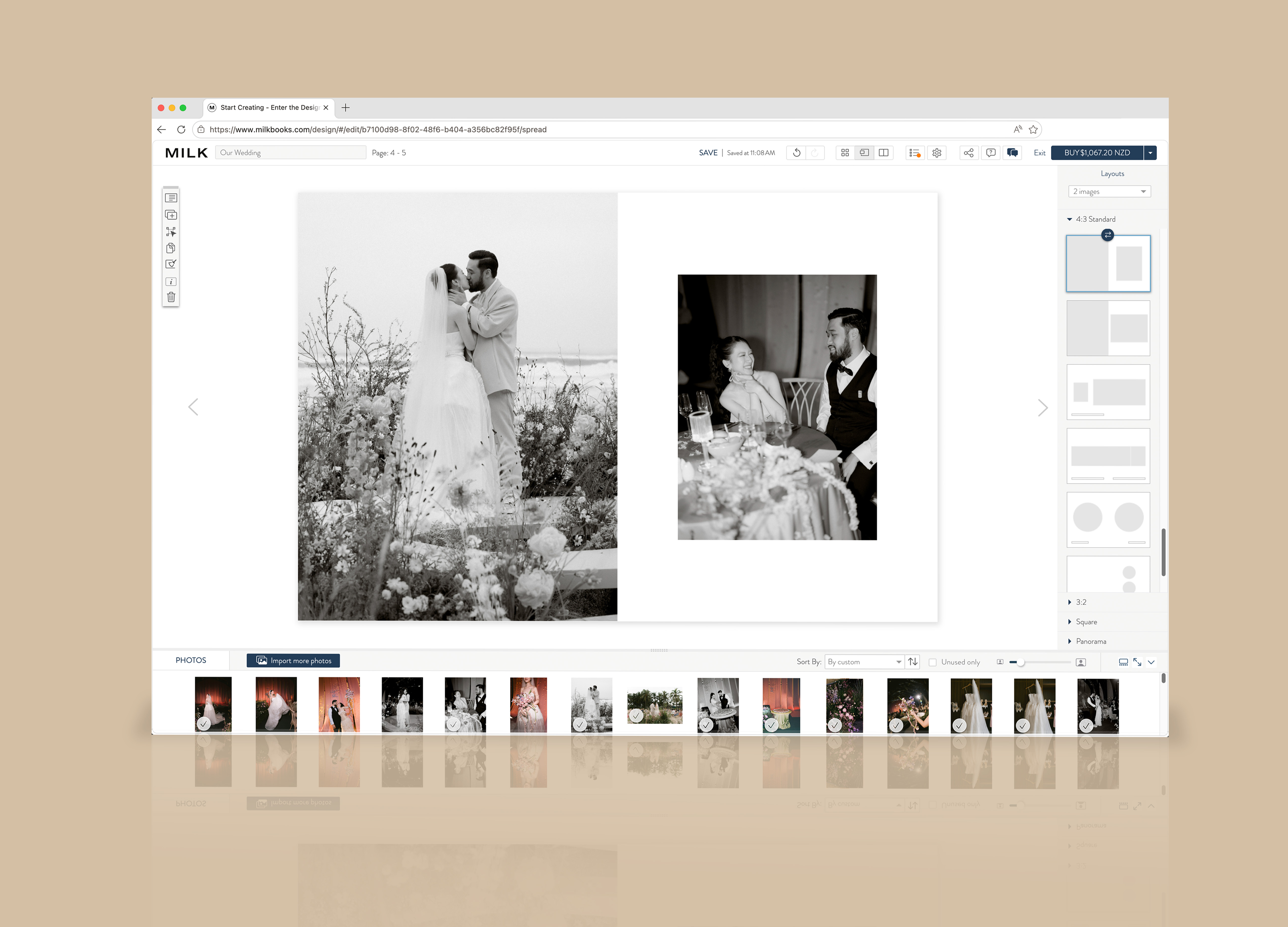 The online design studio, two image page layout