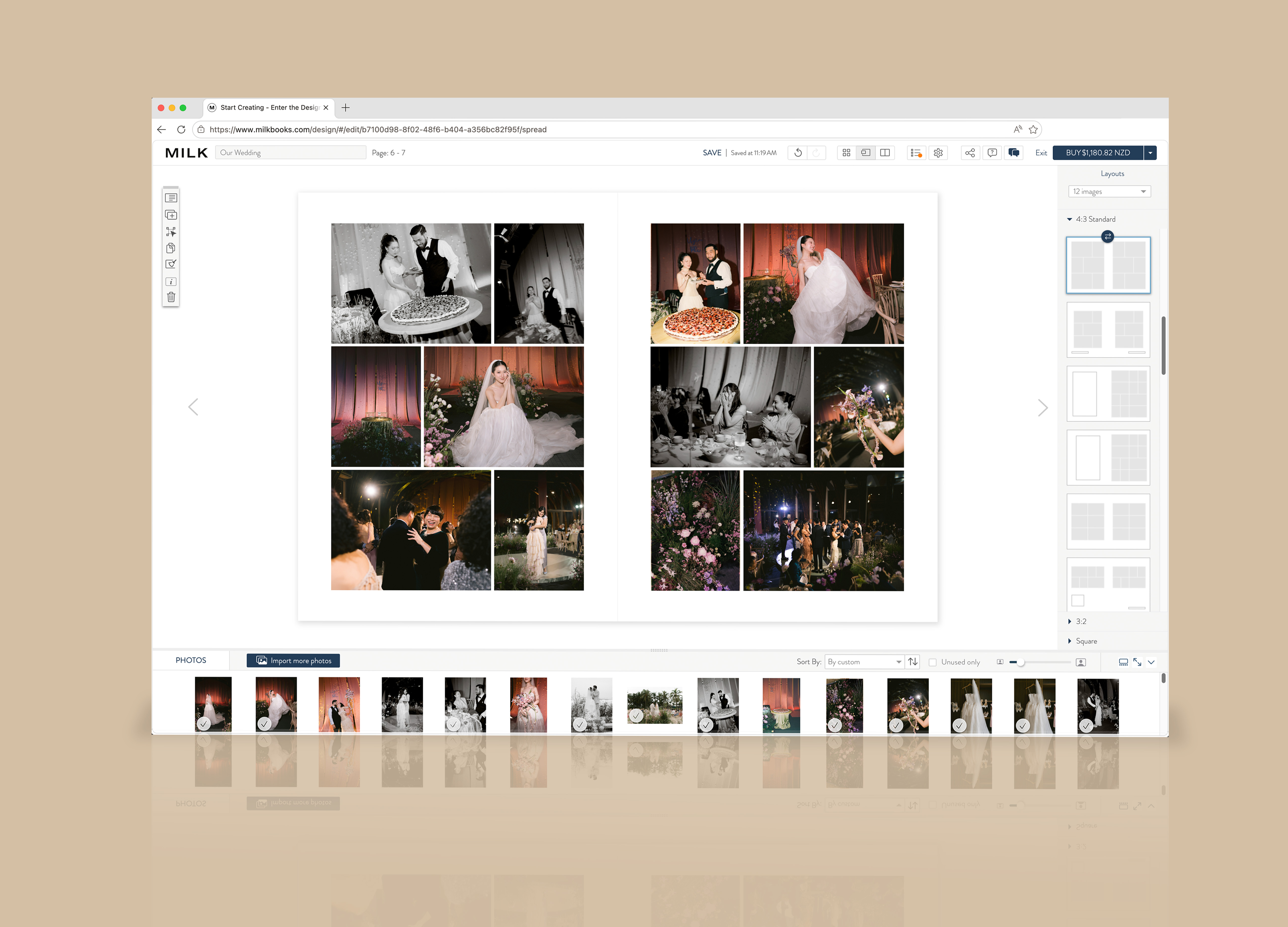 Online design studio showing collage layout
