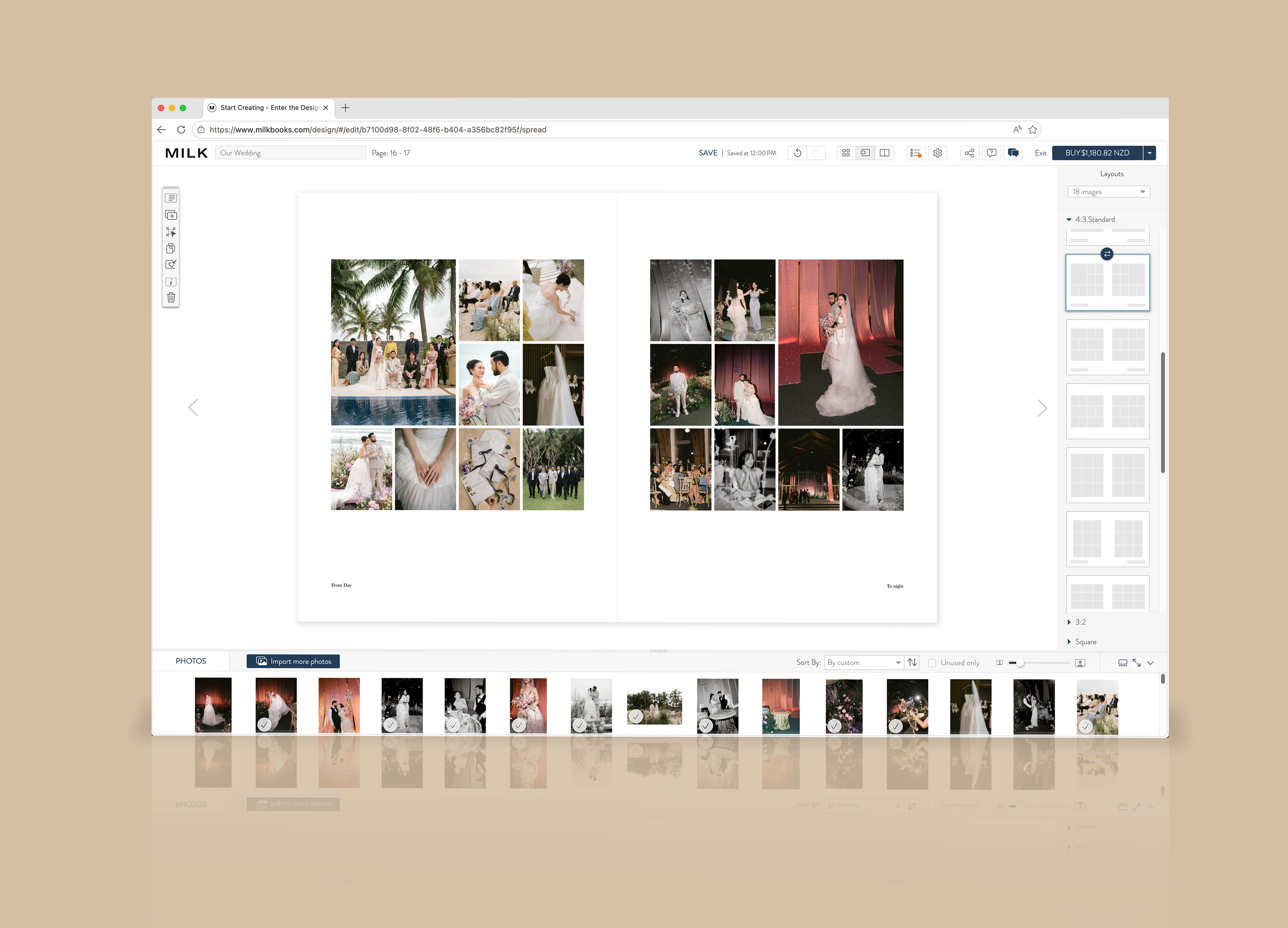 Documentary style photo album layou