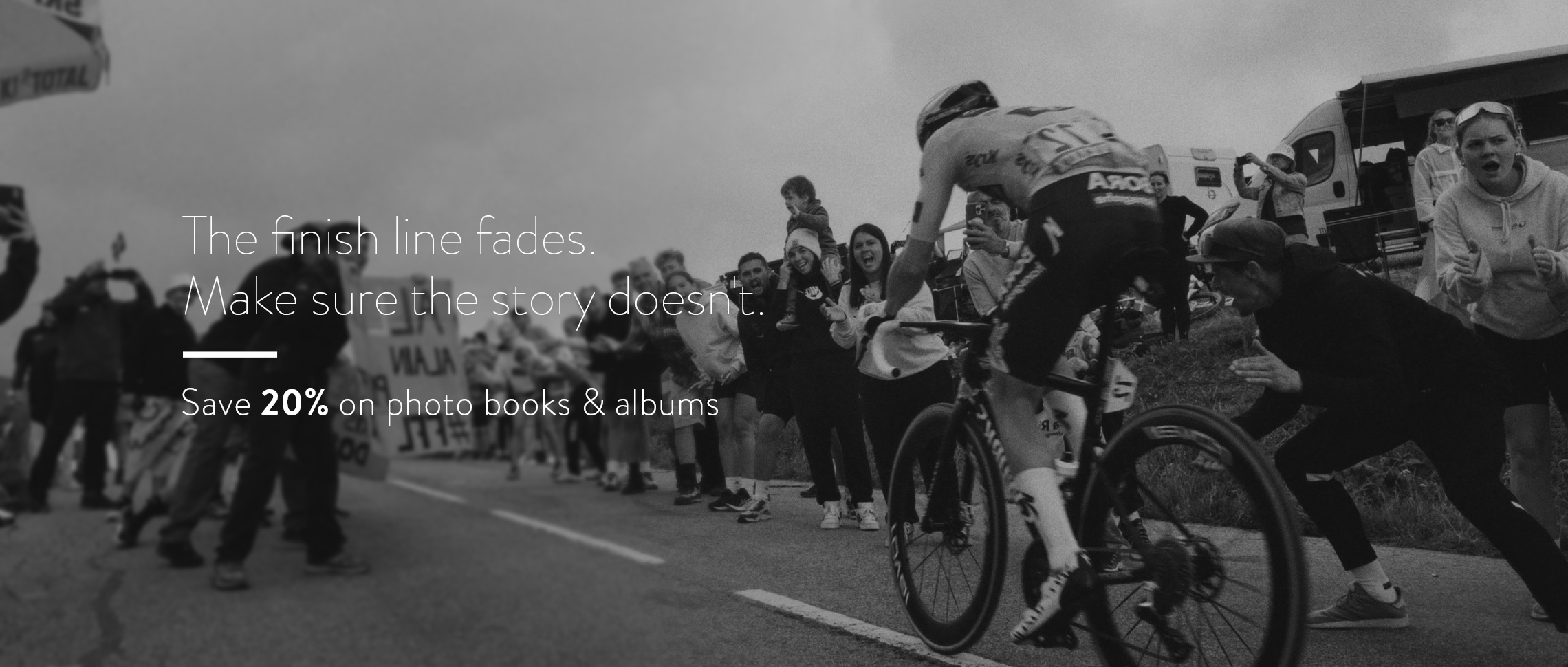 Cyclist in a black and white photo