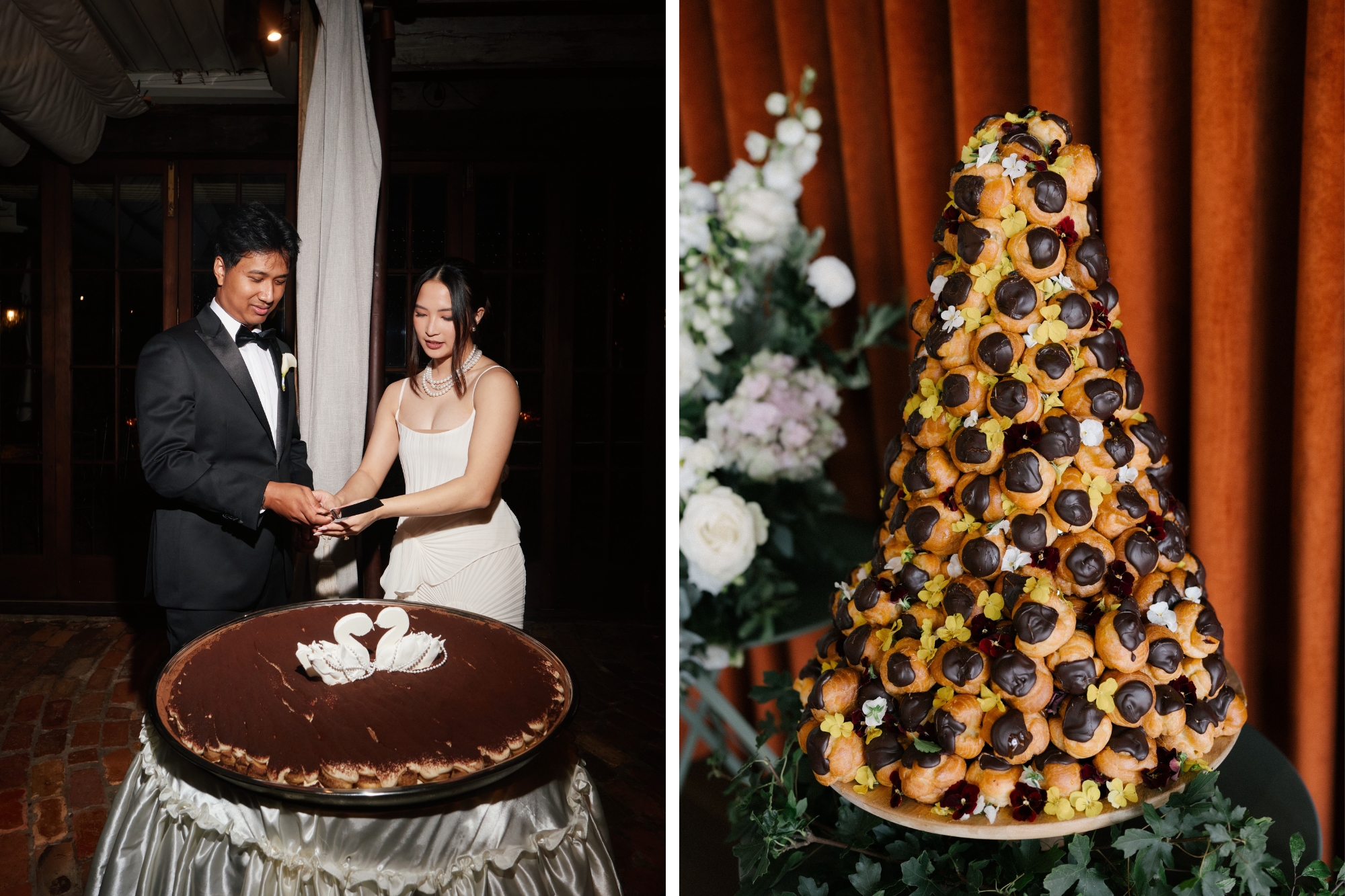 tiramisu and Croquembouche cake