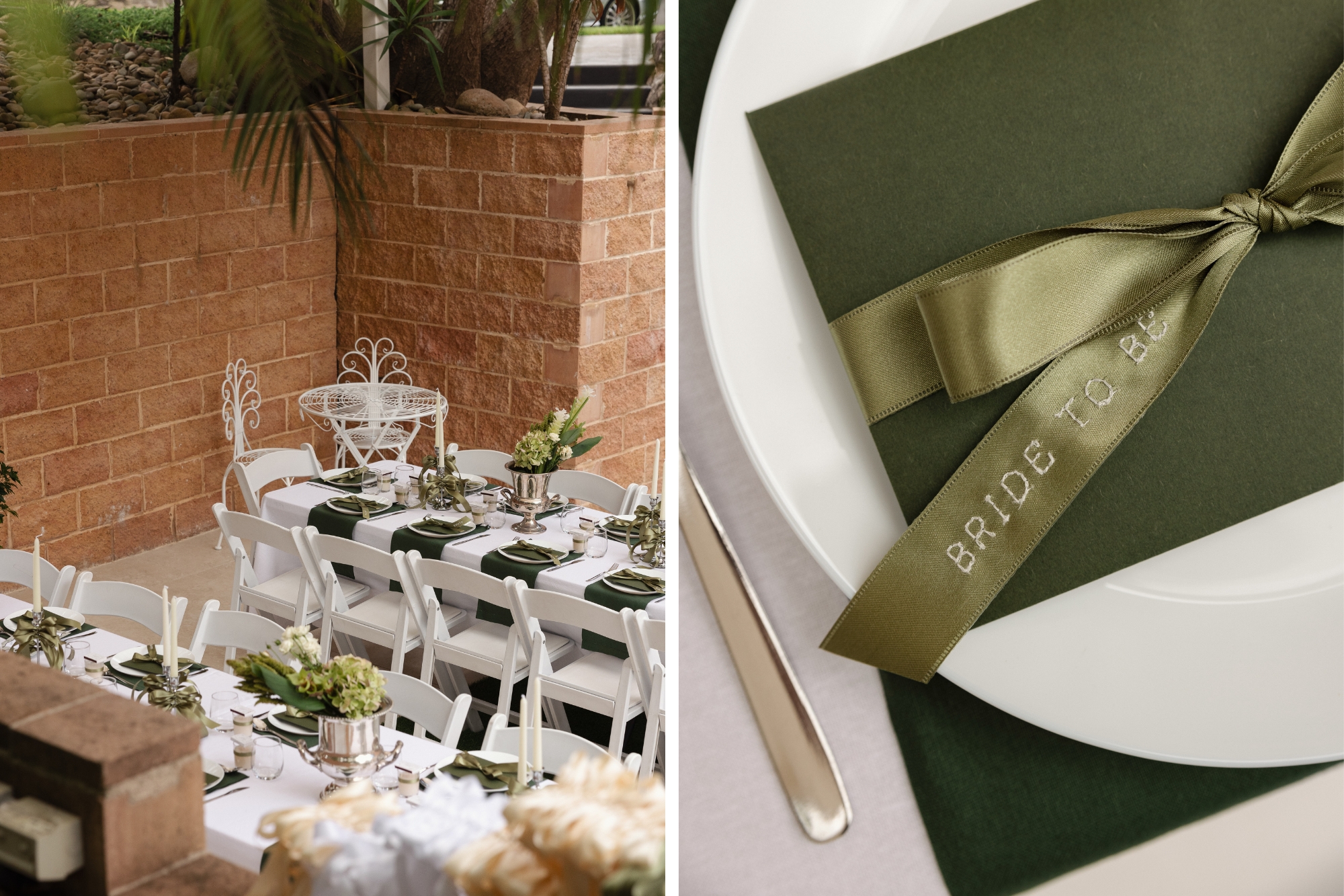 green and white wedding color palette