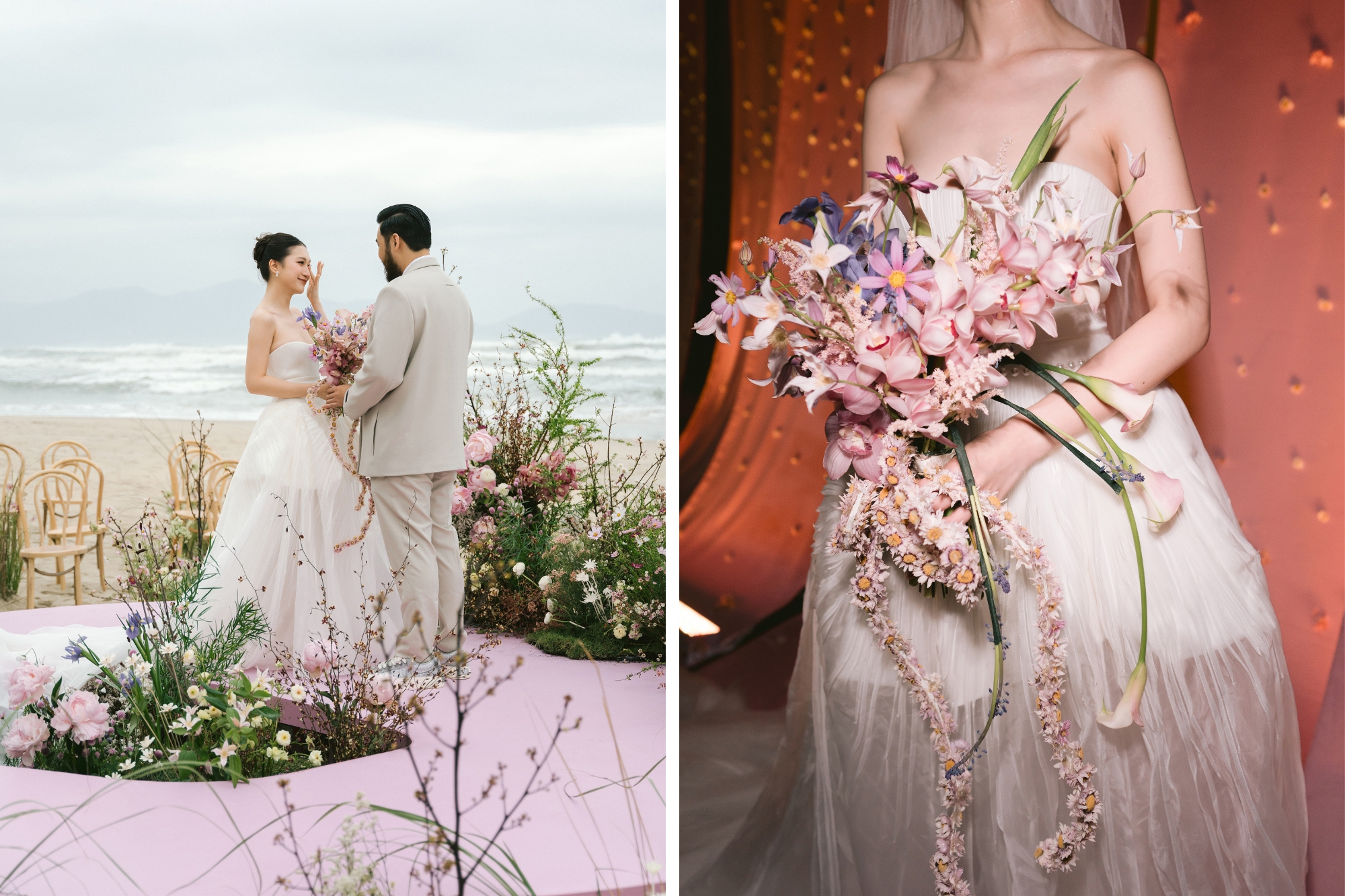 pink accent wedding color palette