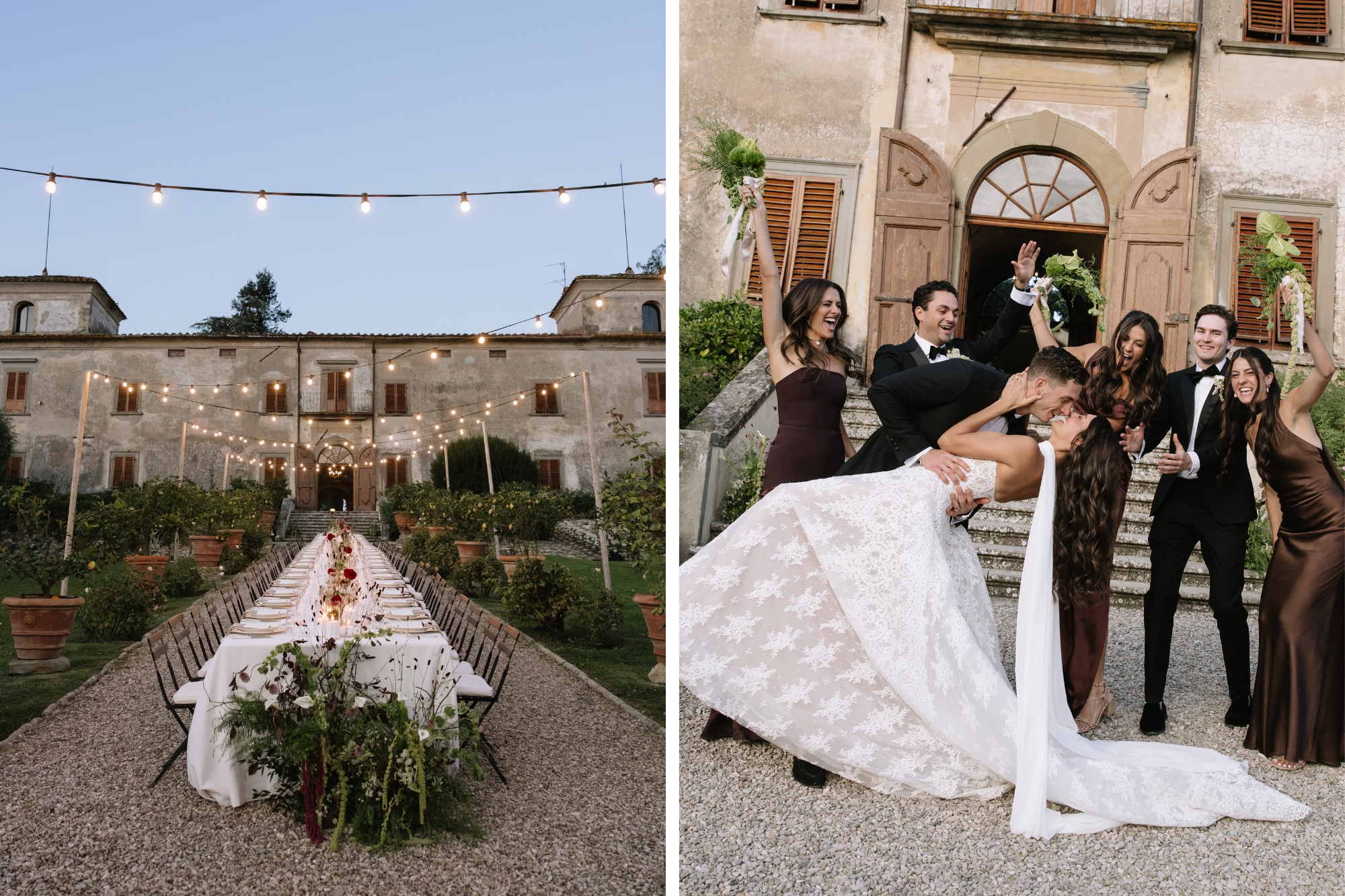 beautiful wedding venue with white green and deep burgundy color palette
