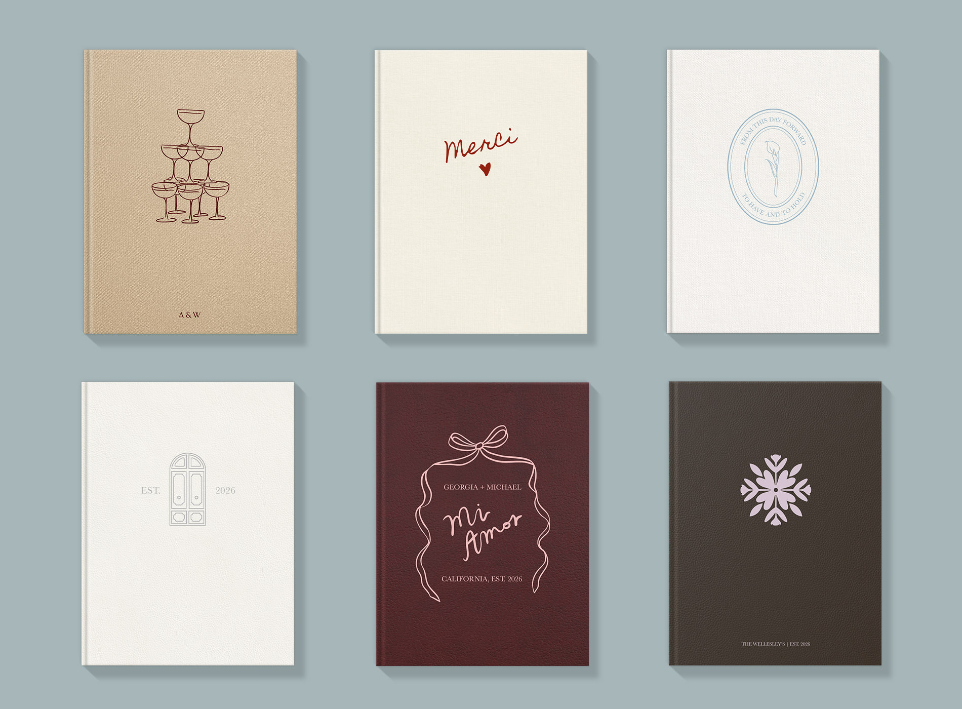 grid of thumbnails of wedding designer covers