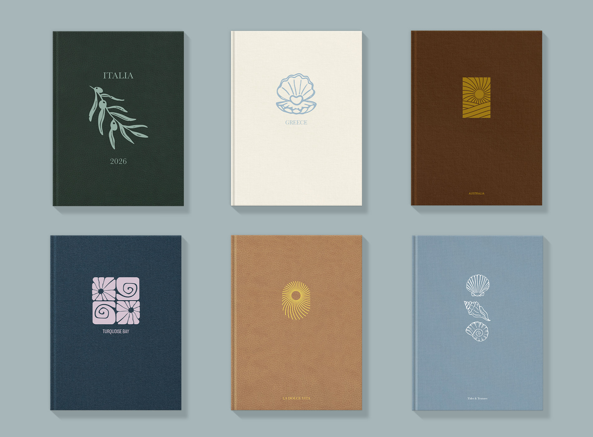 grid of travel designer covers