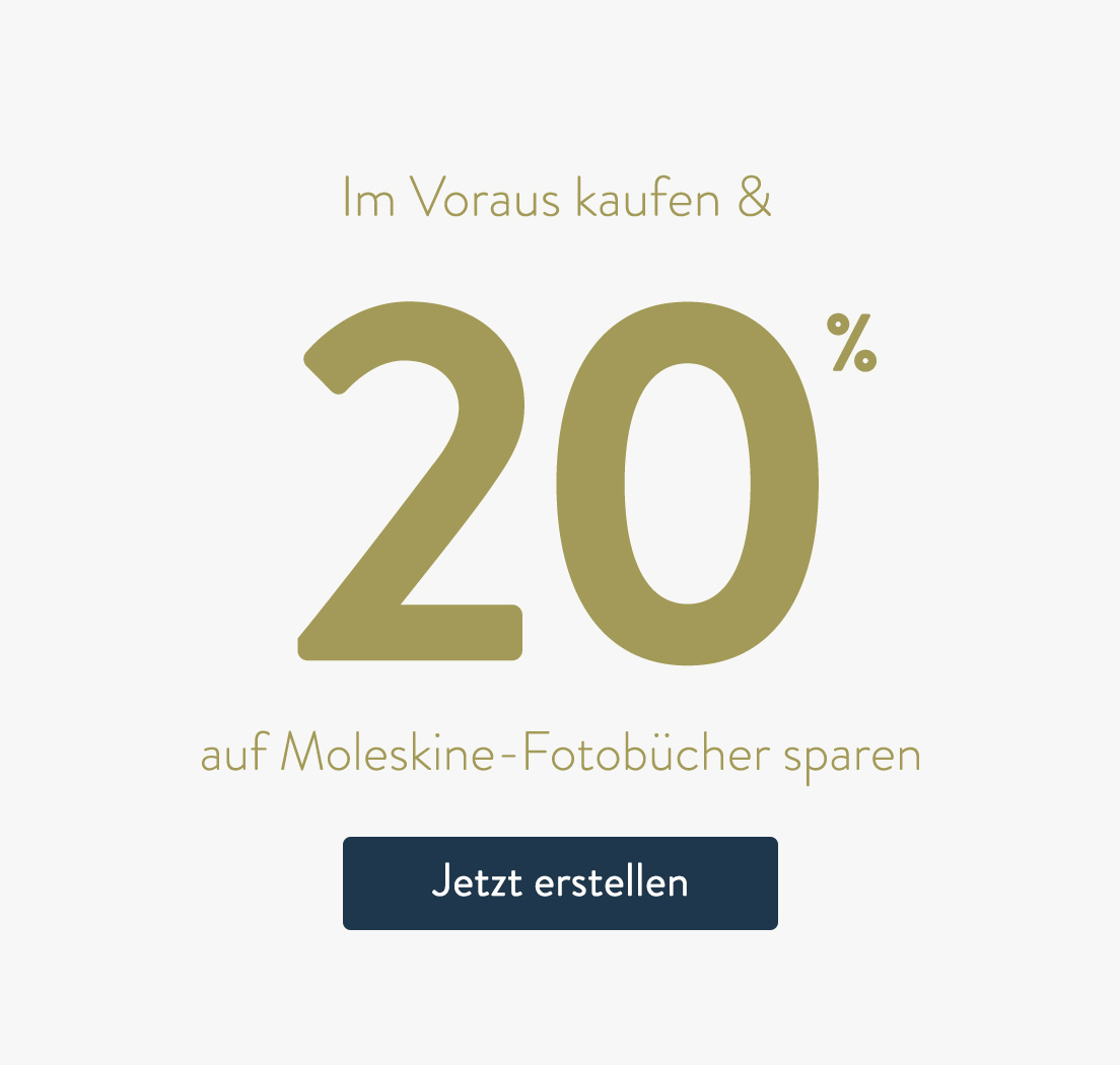 Sparen Sie 20% auf Moleskine-Fotobücher.