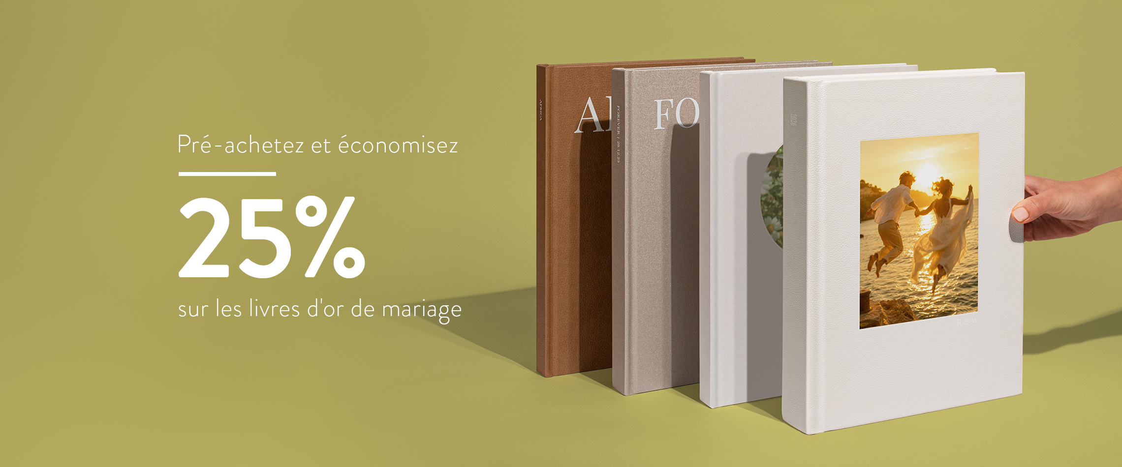 Economisez 25% sur les livres d'or de mariage.