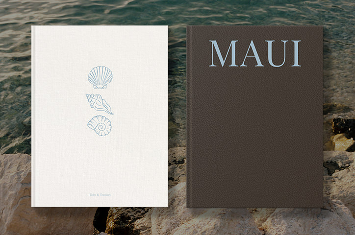 Ivory Linen and Mocca Leather Cover designs