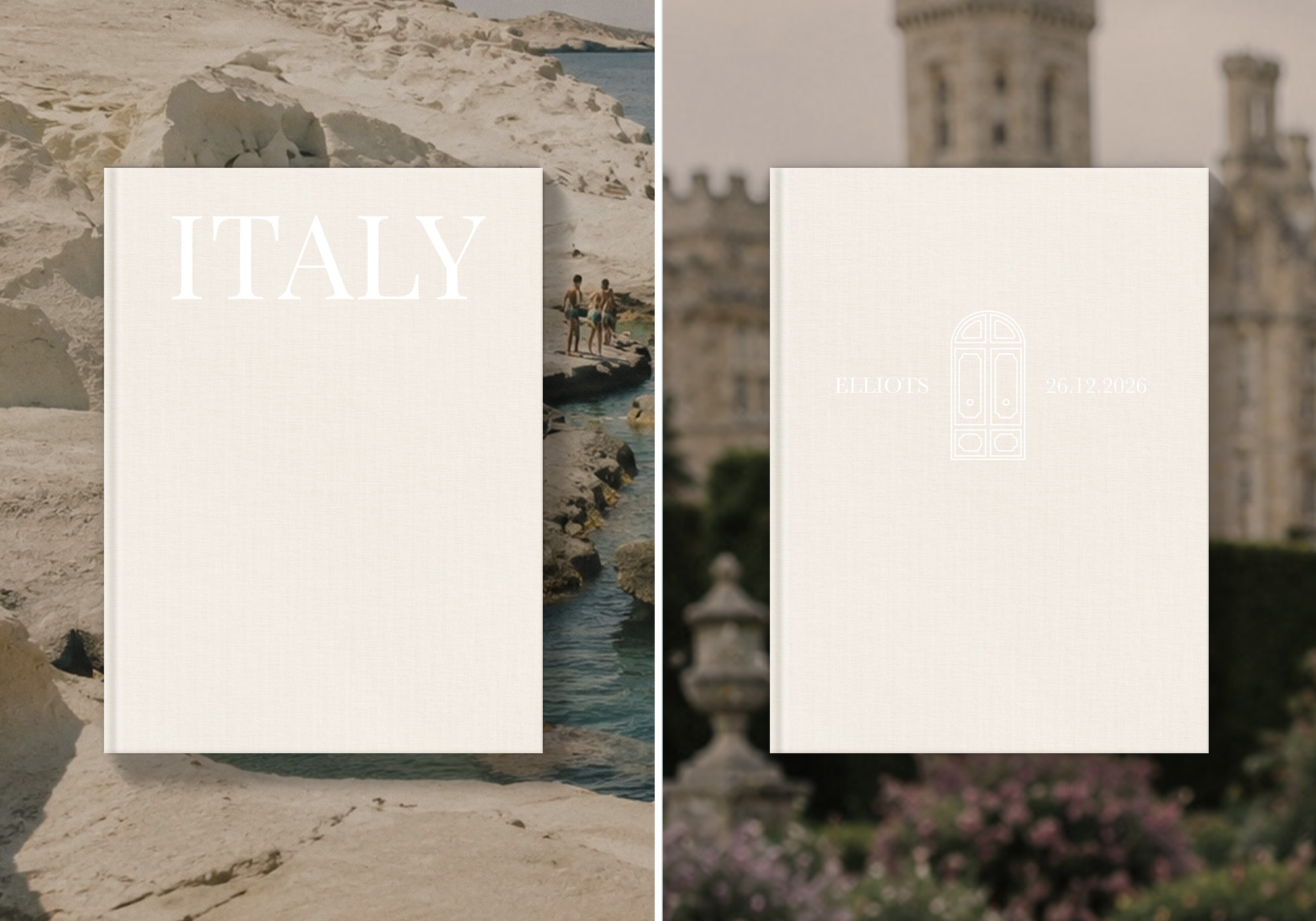 Ivory Premium Colored Linen with White or Cream ink
