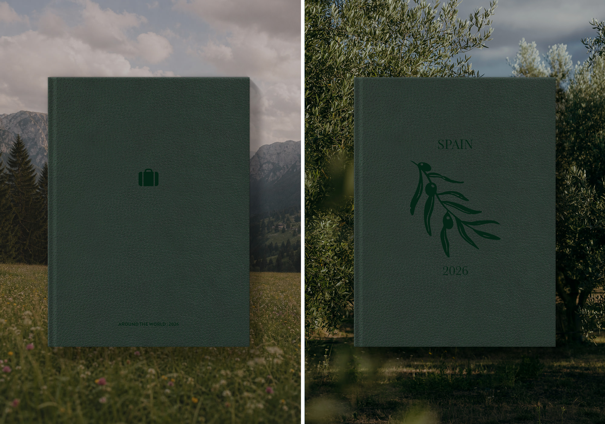 Emerald Vegan Leather with Deep Green ink