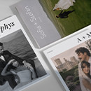 Tre riviste di matrimonio disposte con le copertine in bella vista