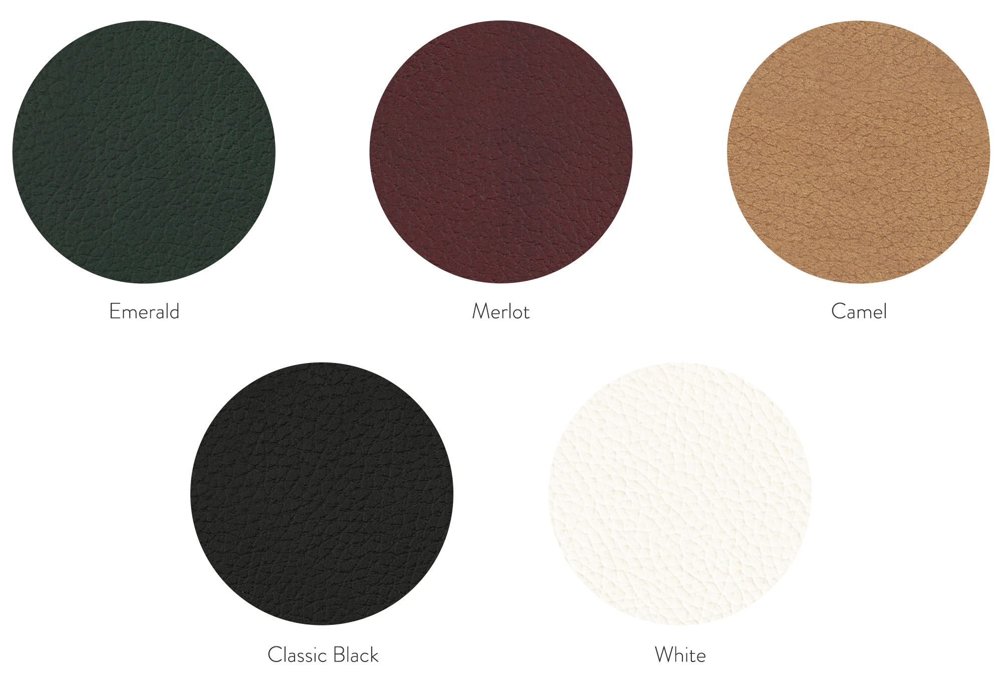 Selection of vegan leather colors.