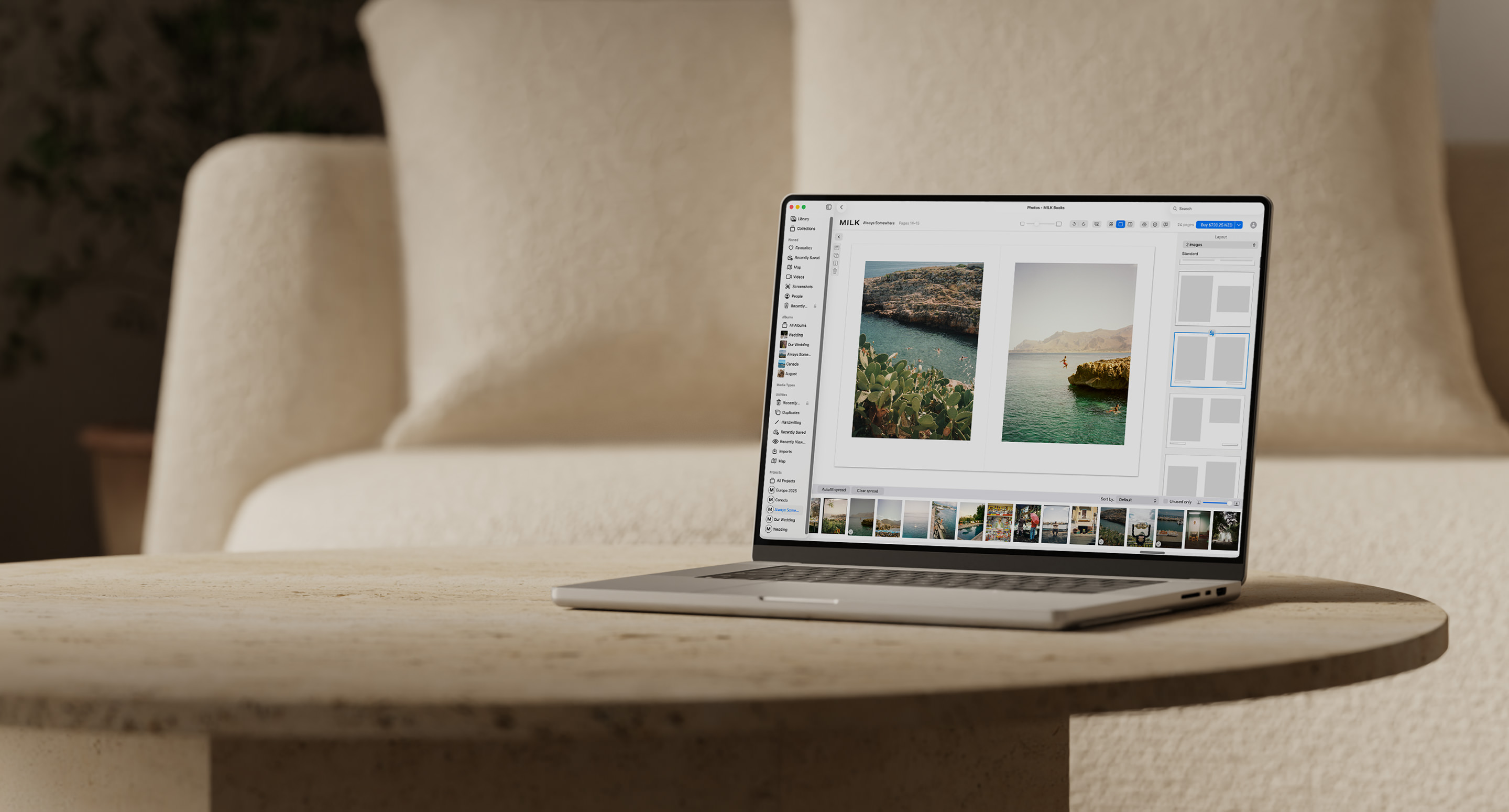 Laptop on a table with the Apple Extension open