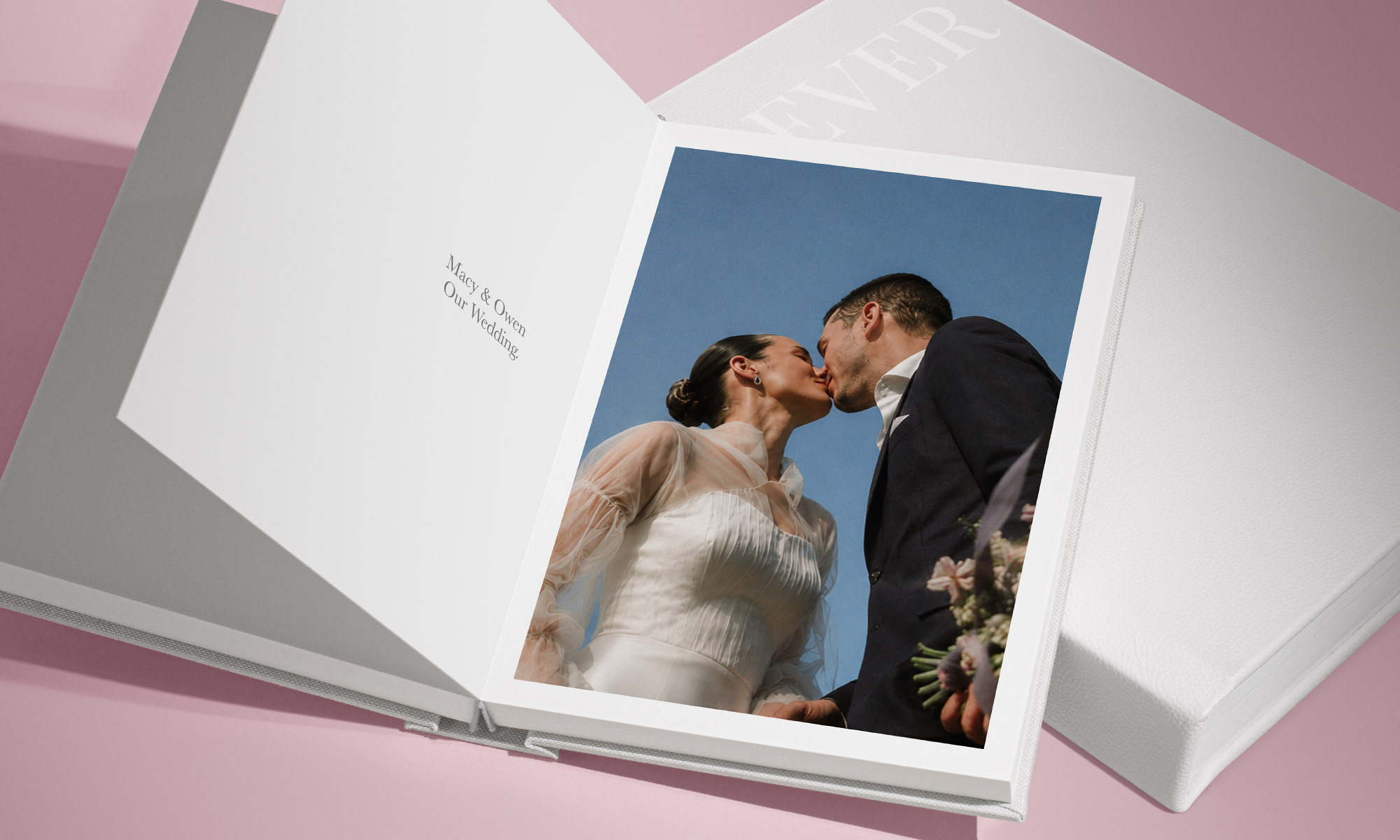 Couple kissing at wedding