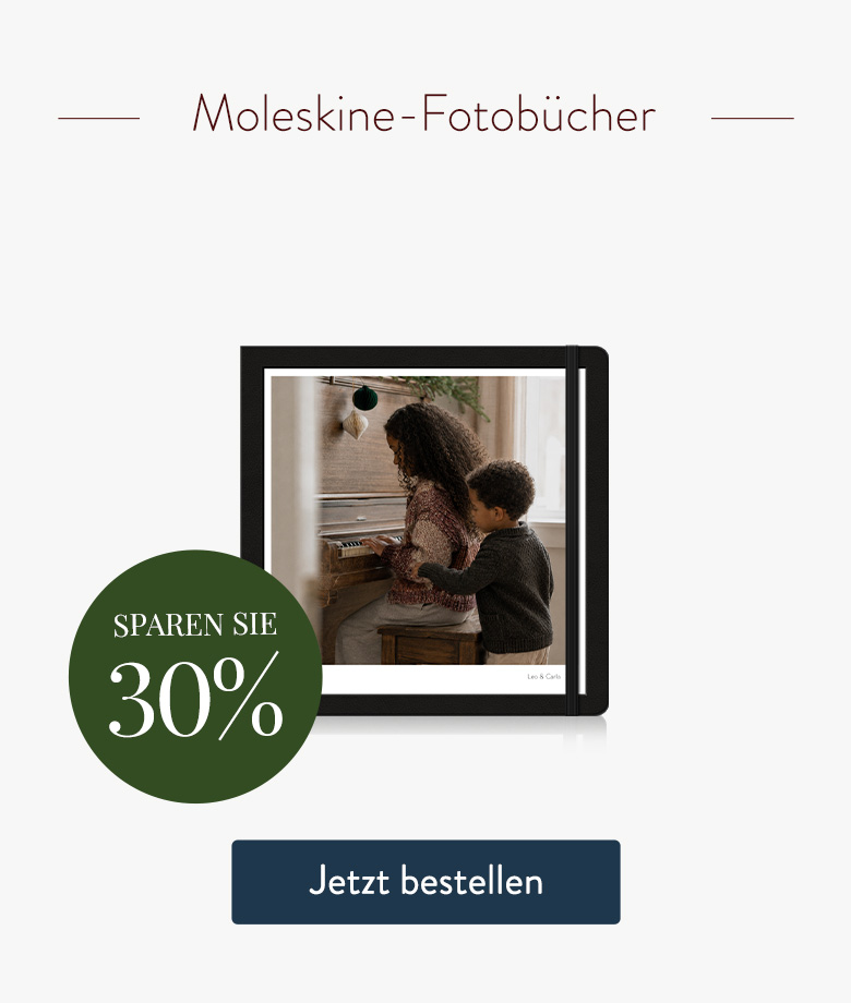 Sparen Sie 30% auf Moleskine-Fotobücher.