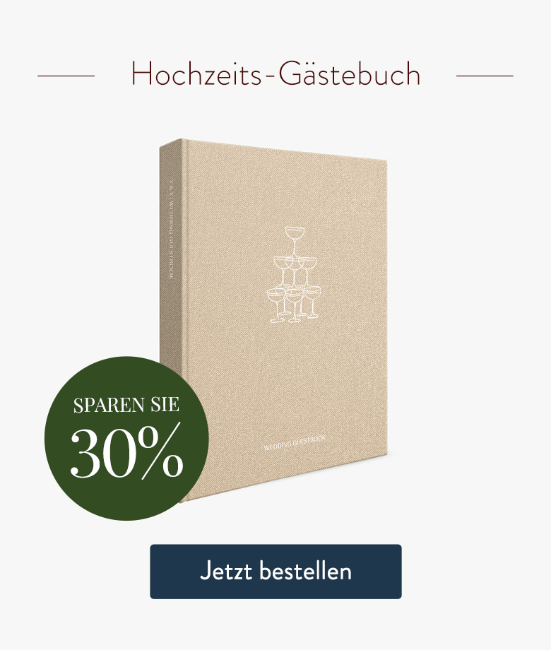 Sparen Sie 30% auf Hochzeitsgästebücher.
