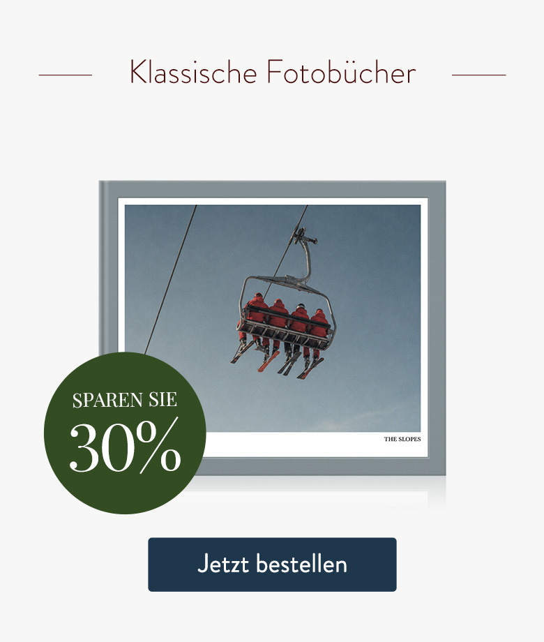 Sparen Sie 30% auf klassische Fotobücher.