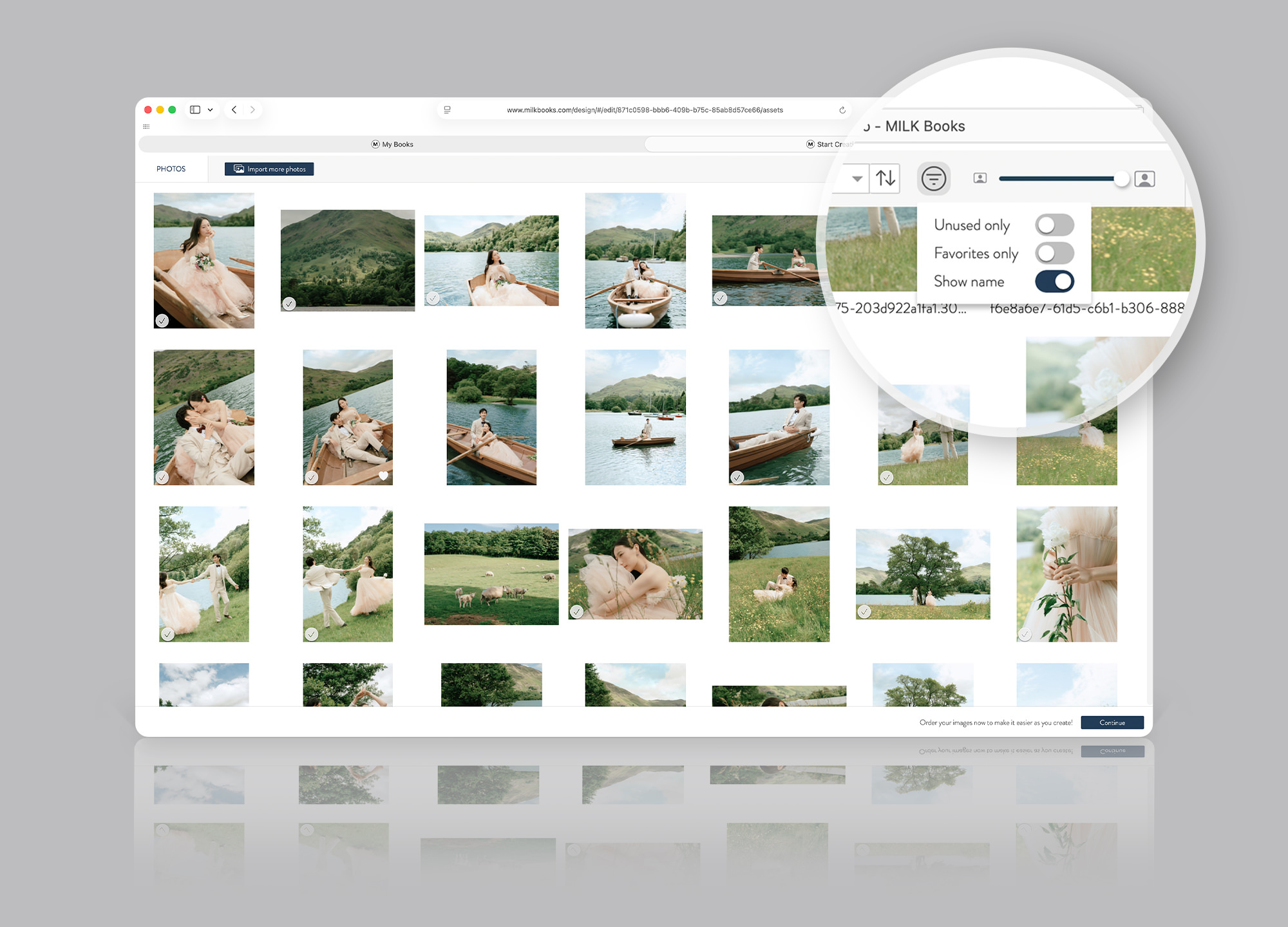 Design Studio Photo Library opened on Mac showing file names