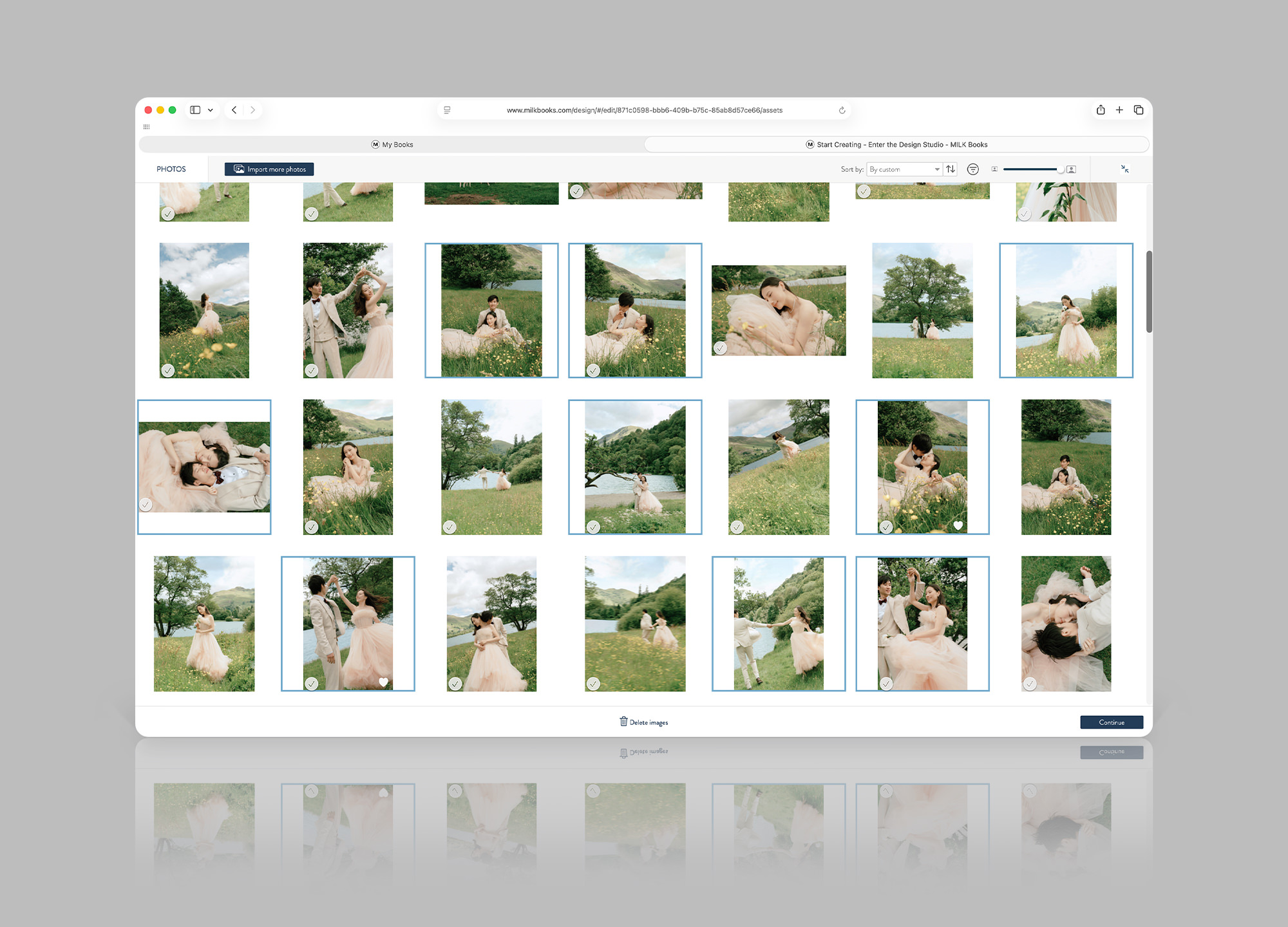 Design Studio Photo Library opened on Mac selecting multiple images